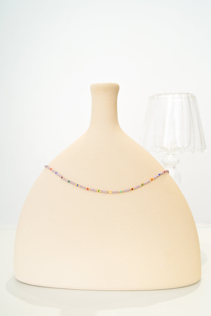 Purple colourful beads choker