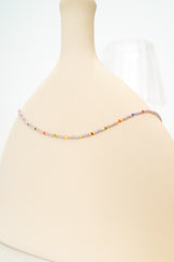 Purple colourful beads choker