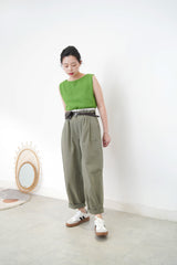 Khaki balloon pants w/ double layering