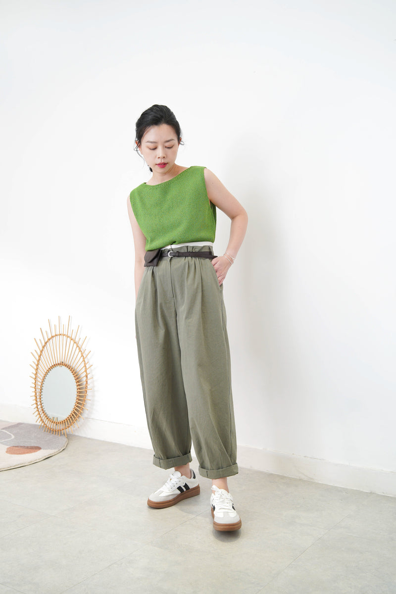 Khaki balloon pants w/ double layering