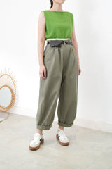 Khaki balloon pants w/ double layering
