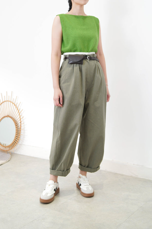 Khaki balloon pants w/ double layering