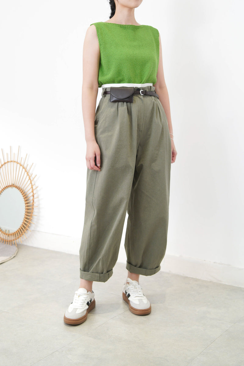 Khaki balloon pants w/ double layering