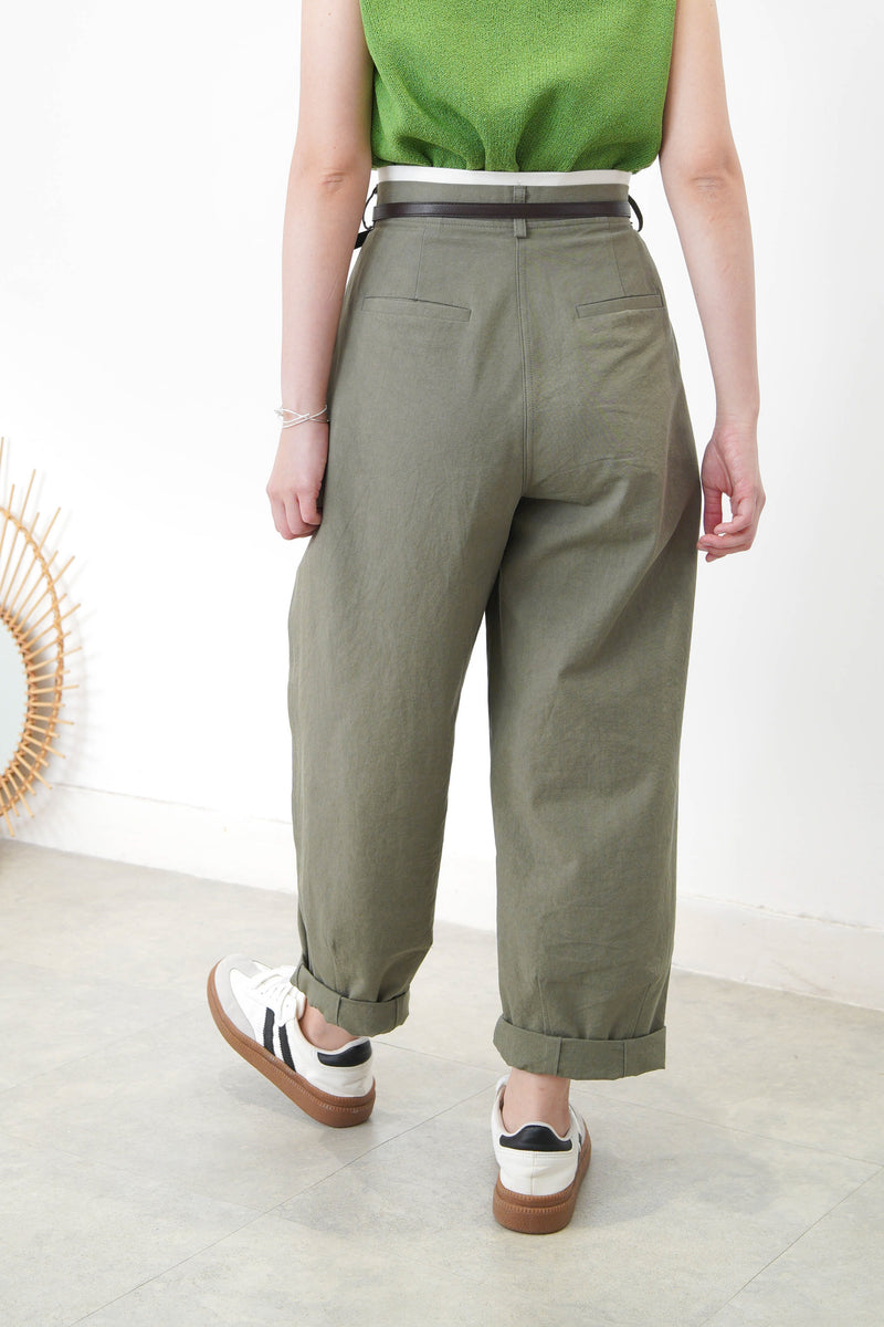 Khaki balloon pants w/ double layering