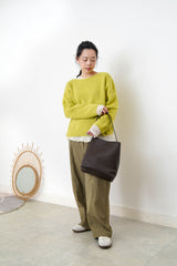 Lime boat neck soft sweater