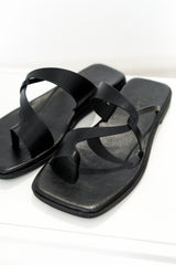 Black cross straps sandals