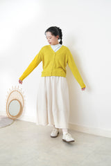 Mustard soft cardigan in v neck