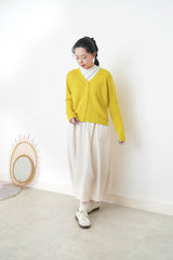 Mustard soft cardigan in v neck