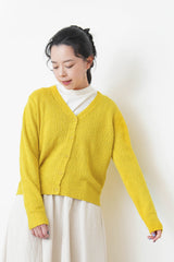 Mustard soft cardigan in v neck