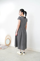 checked dolly dress w/ mushroom sleeves