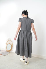checked dolly dress w/ mushroom sleeves