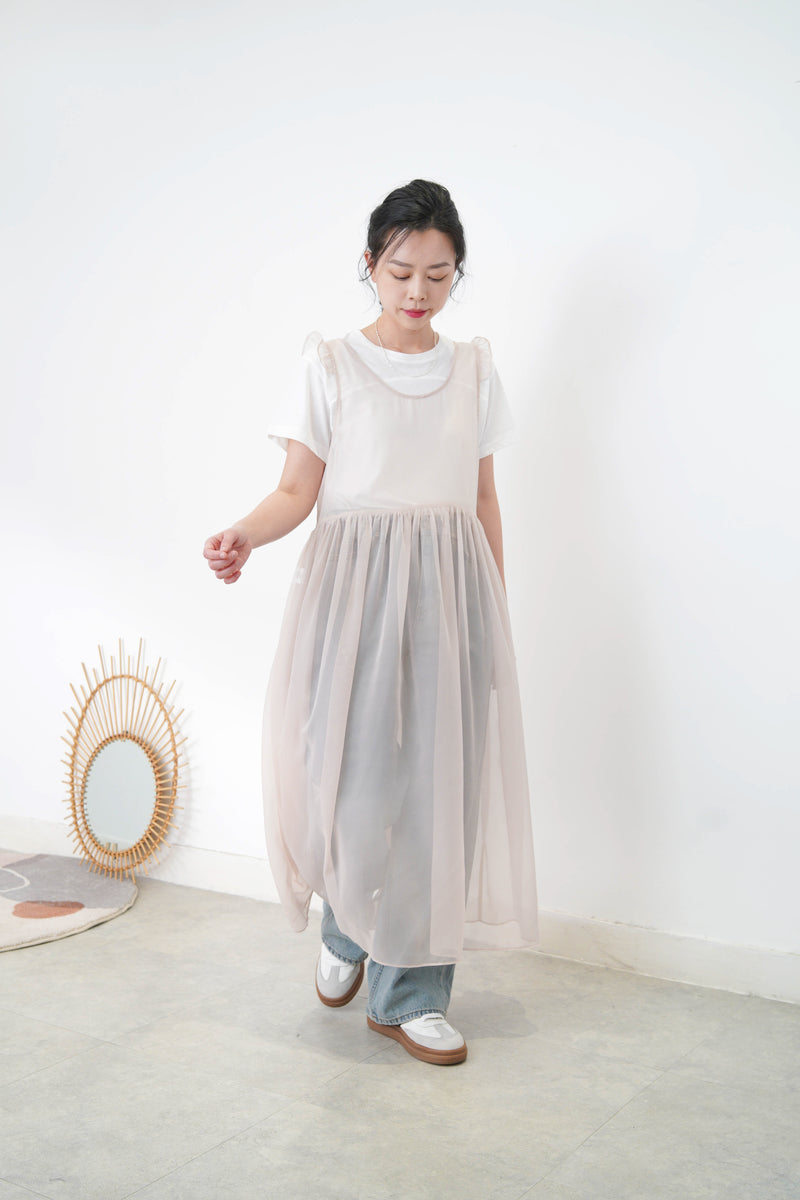 Dusty pink chiffon dress