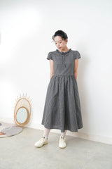 checked dolly dress w/ mushroom sleeves