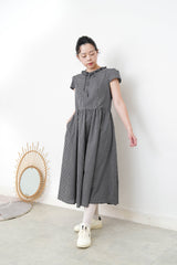 checked dolly dress w/ mushroom sleeves