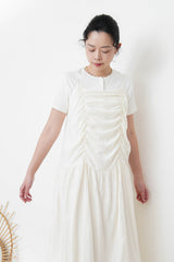 Cream cami dress in detail pleats