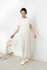 Cream cami dress in detail pleats