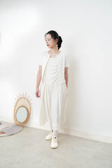 Cream cami dress in detail pleats