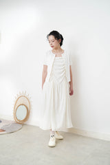 Cream cami dress in detail pleats