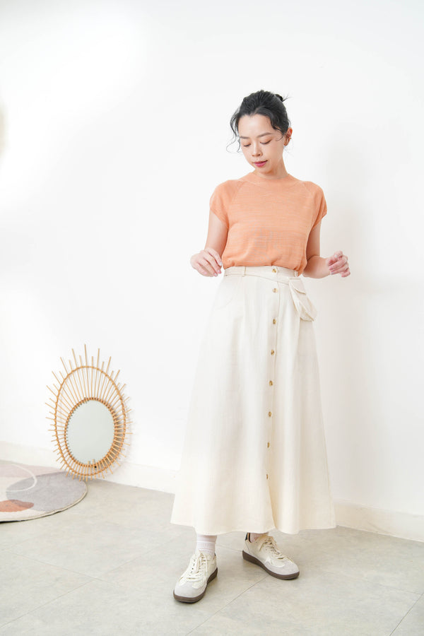 Peach thin kmit high neck top