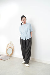Blue shirt w/ detail pleats buttons