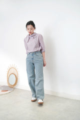 Purple chiffon shirt w/ details collar