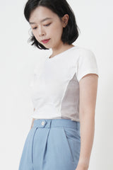 Tee top in patchwork side waist