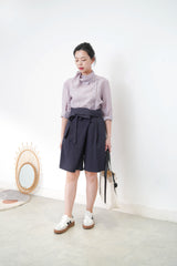 Purple chiffon shirt w/ details collar