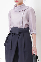 Purple chiffon shirt w/ details collar