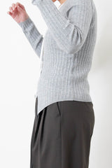 Grey stripy top w/ lace layering