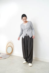 Grey stripy top w/ lace layering