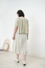 Colored striped texture pleats skirt