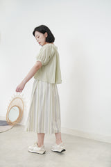 Colored striped texture pleats skirt