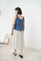 Colored striped texture pleats skirt
