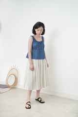 Colored striped texture pleats skirt