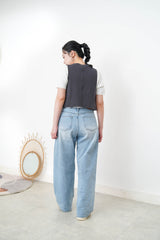 charcoal grey crop vest