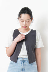 charcoal grey crop vest