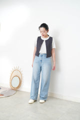 charcoal grey crop vest