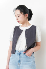 charcoal grey crop vest