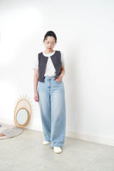 charcoal grey crop vest