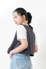 charcoal grey crop vest