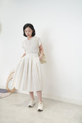 Colored striped texture pleats skirt