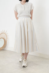 Colored striped texture pleats skirt