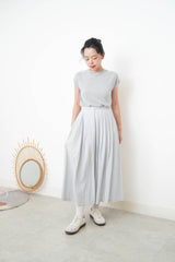 Grey blue soft pleats skirt