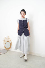 Grey blue soft pleats skirt