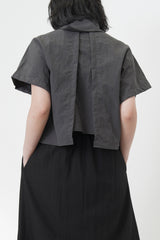 Crop cut shirt blouse in asy. collar