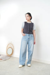 charcoal grey crop vest