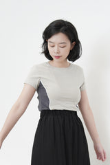 Tee top in patchwork side waist