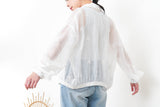 white mesh jacket with detail floral embroidery
