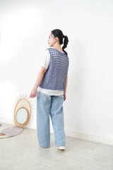 Blue crochet vest