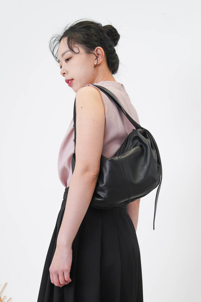 3 ways premium leather bag in moon shape